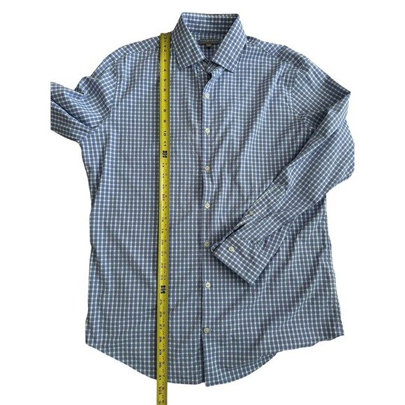 Peter Millar Wicking Blue Gingham Check Button Down Size Large - Picture 4 of 6